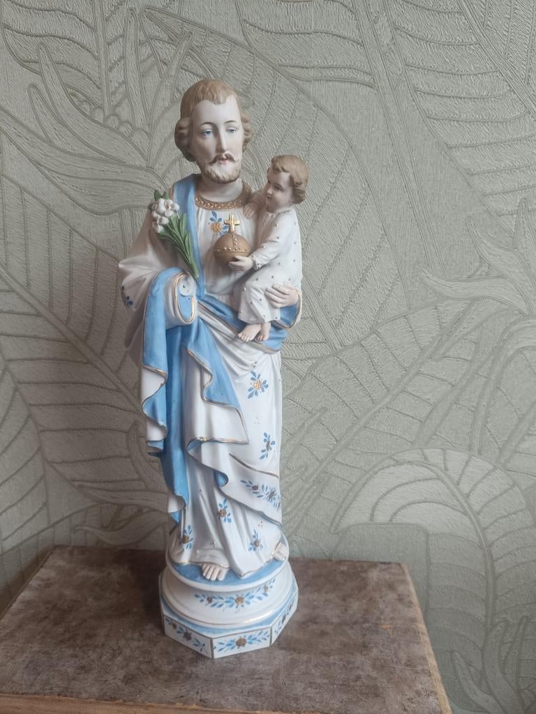 Vintage Sint Jozef met Kind Jezus Beeld, Antiek en Kunst, Antiek | Religie, Ophalen of Verzenden