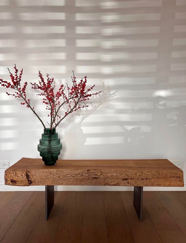 Boomstam Bank massief hout met staal, Ophalen, Nieuw, Overige vormen, Minder dan 50 cm