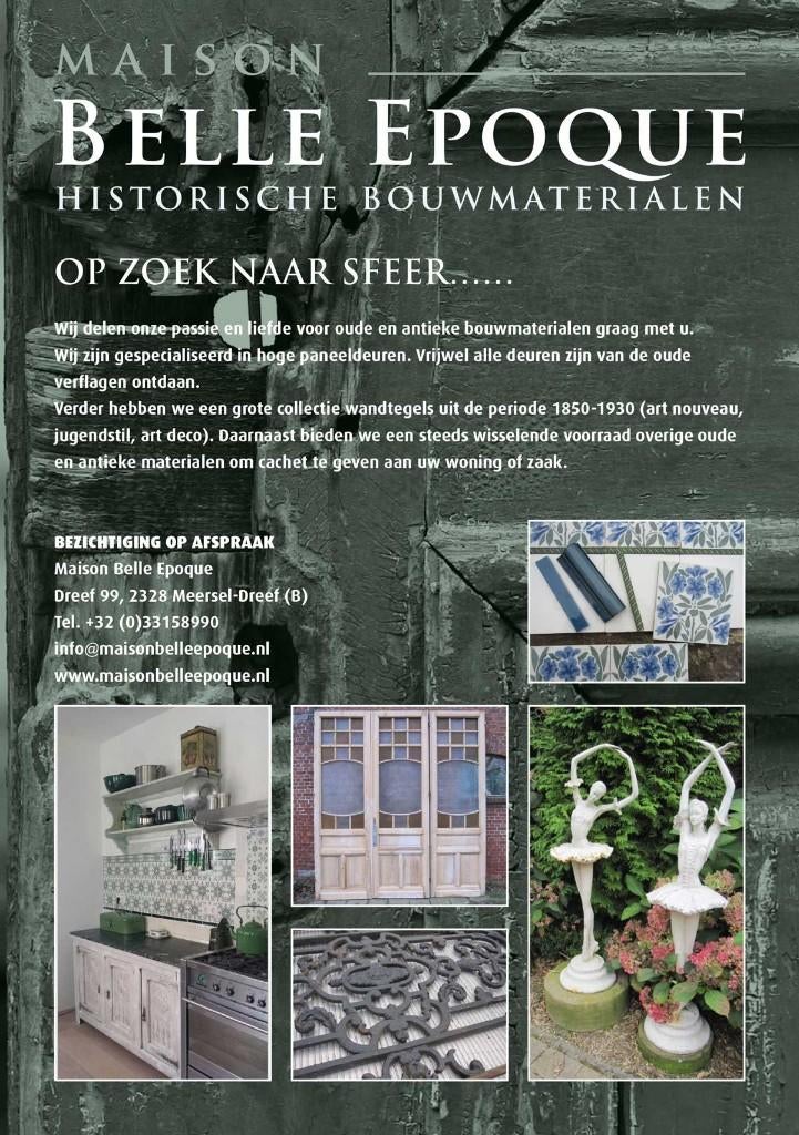 104 art nouveau wandtegels 7,5x7,5cm goudsbloem in relief, Ophalen