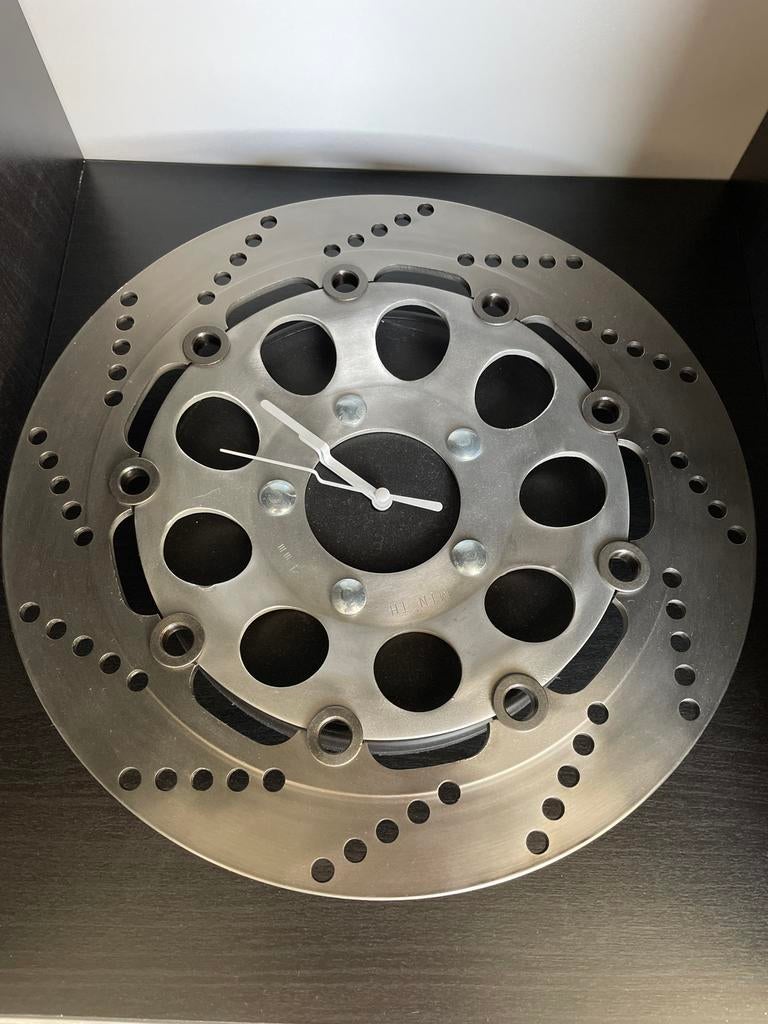 Unieke orgbinele remschijf klok, Ophalen of Verzenden, Gebruikt, Analoog, Wandklok