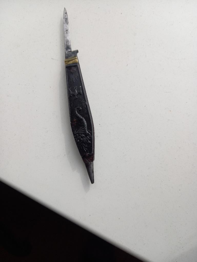 Antiek Navaja Zakmes met Gedetailleerd Handvat, Antiek en Kunst, Antiek | Bestek, Ophalen of Verzenden