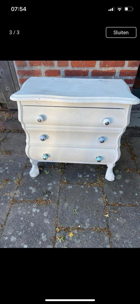 Wit geschilderde buikkast, Huis en Inrichting, Kasten | Ladekasten, Ophalen, Gebruikt, 50 tot 100 cm, 3 of 4 laden