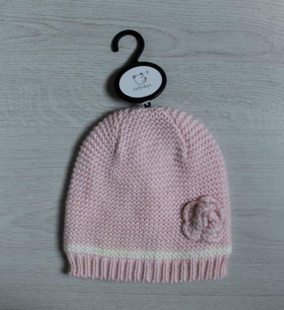 Roze muts met gehaakte bloem, Meisje, Nieuw, Ophalen of Verzenden, Maat 68