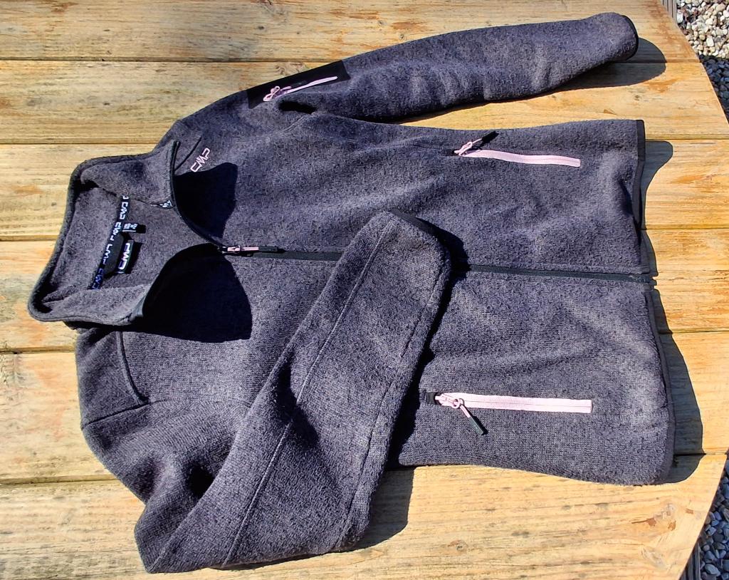 Dames fleecevest met kraag, antraciet met licht roze., Kleding | Dames, Truien en Vesten, Maat 38/40 (M), Ophalen of Verzenden