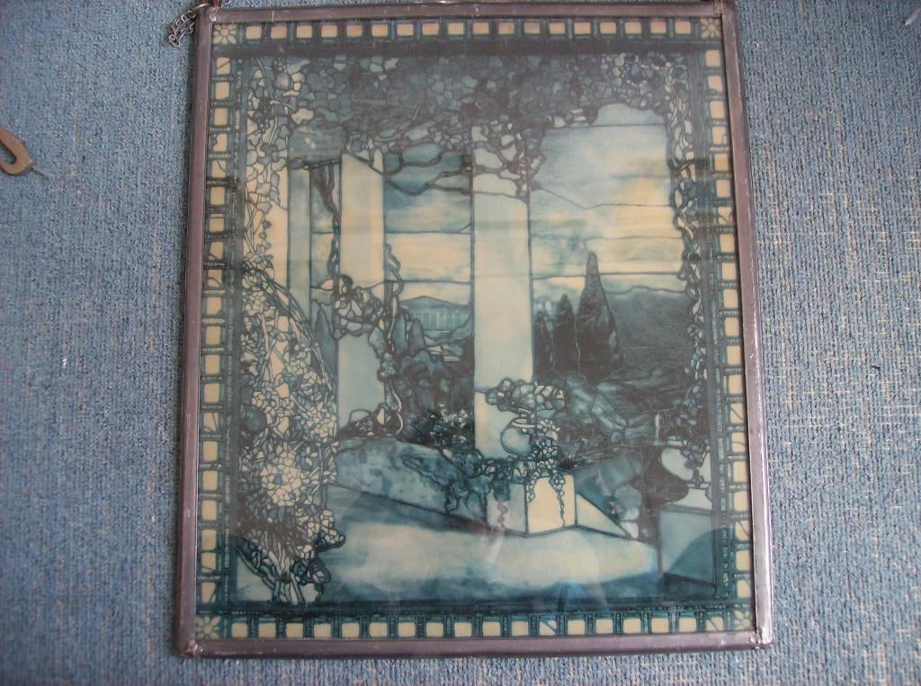 TIFFANY, GLAS IN LOD, AFBEELDING, OPHANGKETTING, Antiek en Kunst, Ophalen of Verzenden