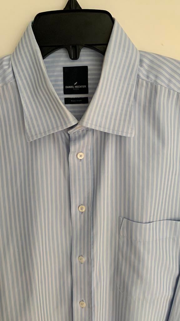 Mooi blauw Streepjes overhemd van DANIEL HECHTER maat 42, Ophalen of Verzenden, Zo goed als nieuw, Blauw, Halswijdte 41/42 (L)