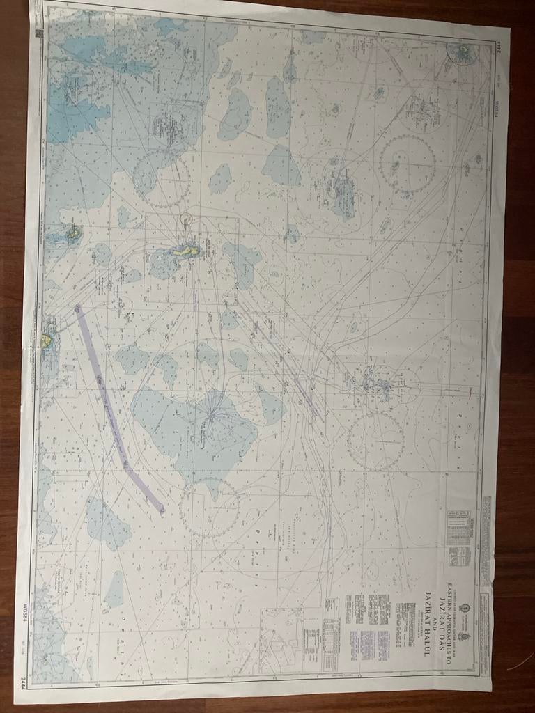 Zeekaart Jazirat Das en Jazirat Halul, Watersport en Boten, Ophalen of Verzenden, Gebruikt, Overige typen