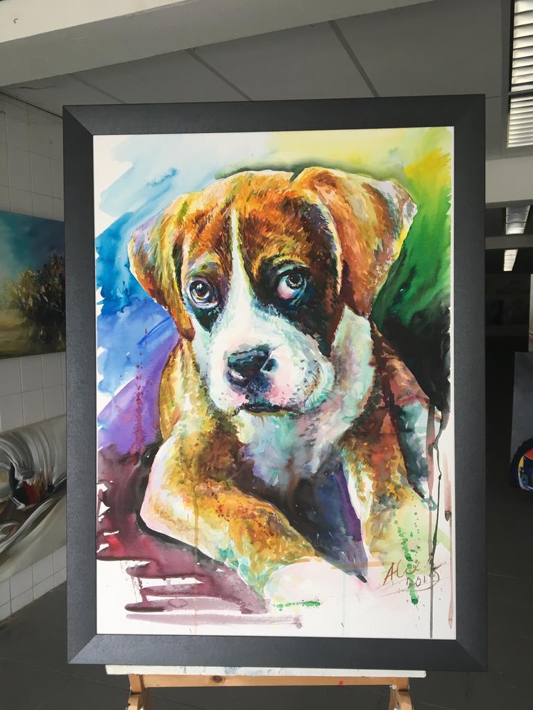 Alex L- Honden collectie- Handgeschilderd (100%)- Origineel, Ophalen of Verzenden