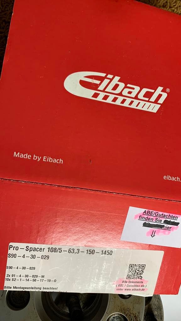 Set #1: 2 x 91430029 (5x108) 30mm Eibach spacers, Ophalen