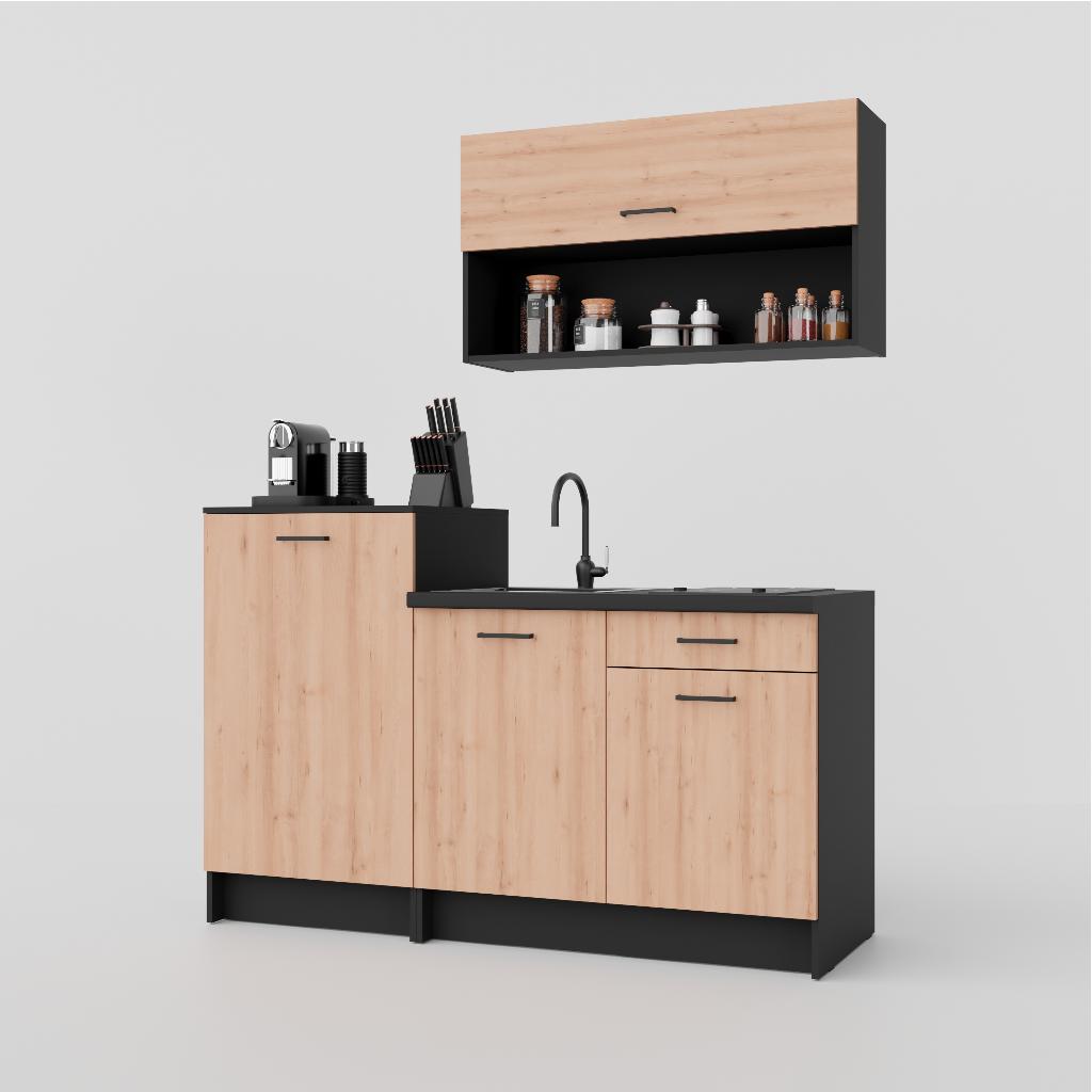 Mini Keuken Eiken Zwart – Stijlvol, Sfeervol & Betaalbaar, Huis en Inrichting, Keuken | Complete keukens, Overige materialen, Zwart