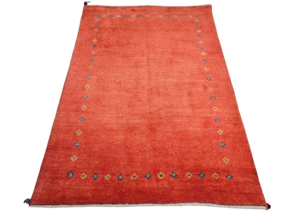 Handgeknoopt Perzisch wol Gabbeh tapijt NEW orange 111x161cm