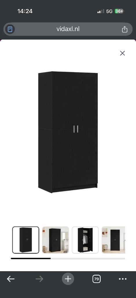 Kledingkast 180 x 80 nieuw in doos, Ophalen, Met deur(en), Eikenhout, Nieuw