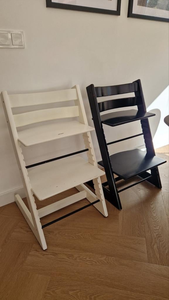 Zwarte en witte Stokke stoel / stoelen, Kinderen en Baby's, Gebruikt, Aanschuifbaar, Meegroeistoel, Ophalen of Verzenden