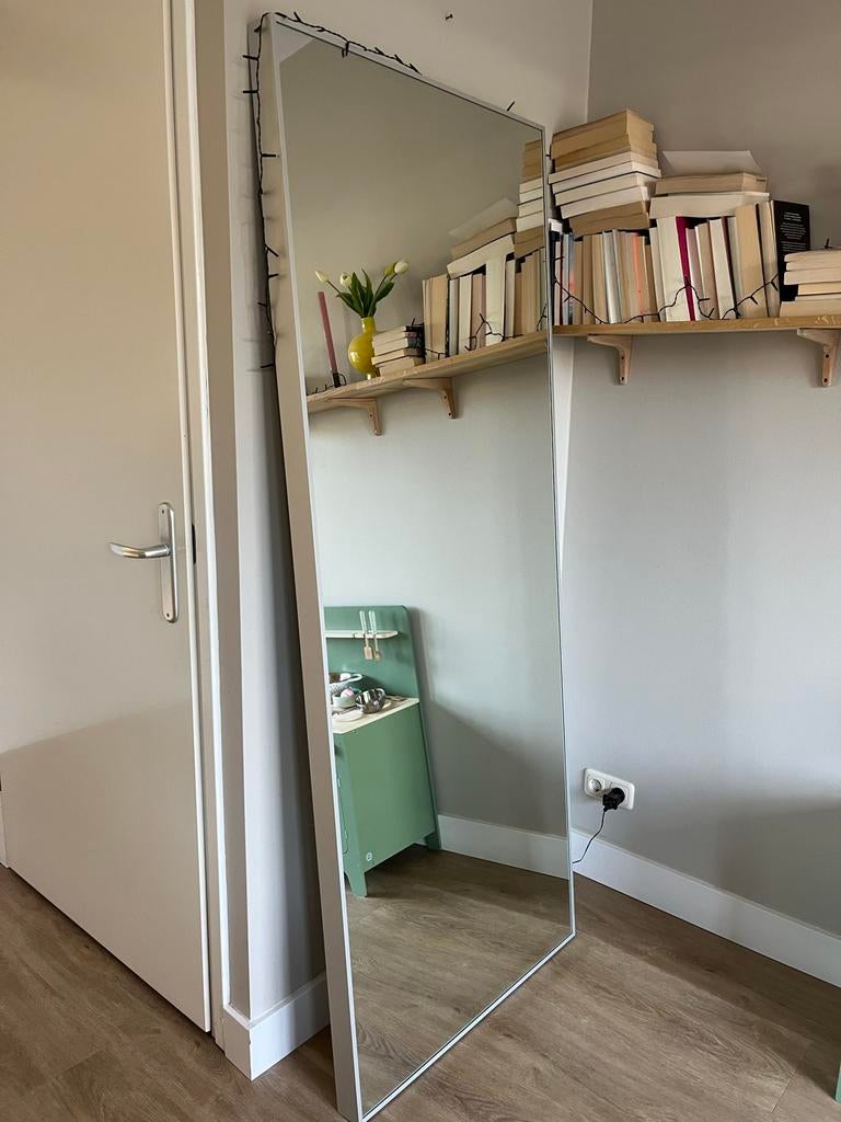 Ikea Hovet spiegel aluminium, Huis en Inrichting, Woonaccessoires | Spiegels, Ophalen, Gebruikt, 150 tot 200 cm, Rechthoekig