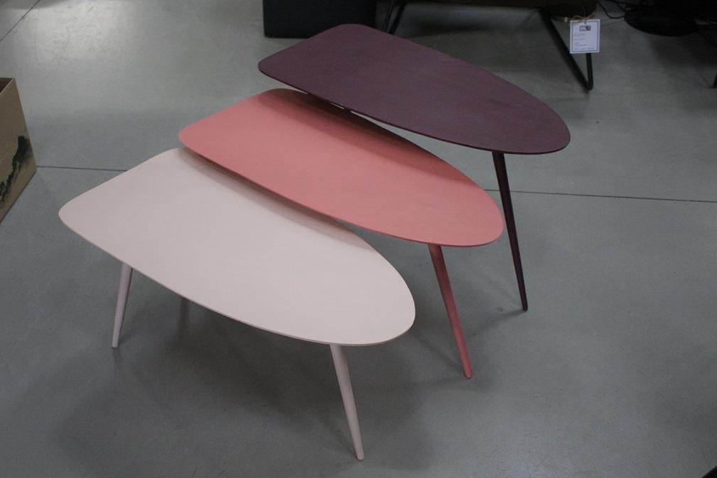 Hip gekleurd salontafel set KIKI pastel metaal roze paars, 50 tot 100 cm, Nieuw, Metaal, Overige vormen