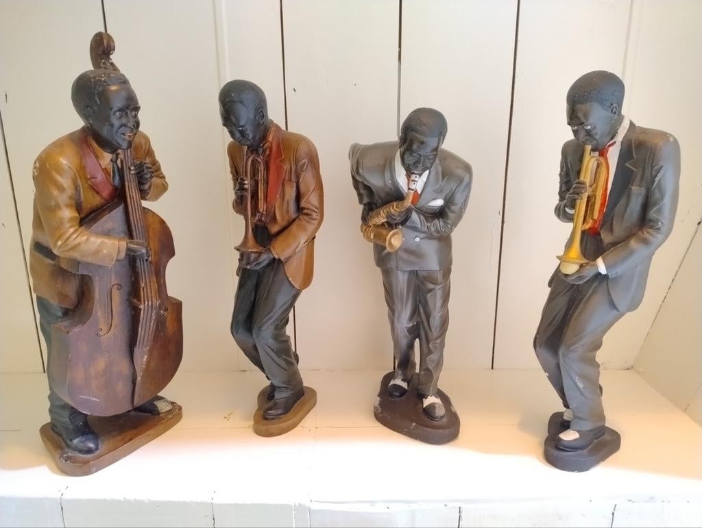 Vintage Jazz Beelden Muzikanten - 50 cm, Verzamelen, Beelden en Beeldjes, Ophalen