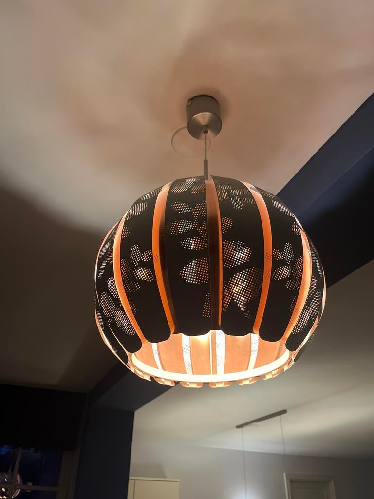 Moderne hanglamp - Zwart met koperen accenten, Ophalen, Zo goed als nieuw, Metaal, Minder dan 50 cm