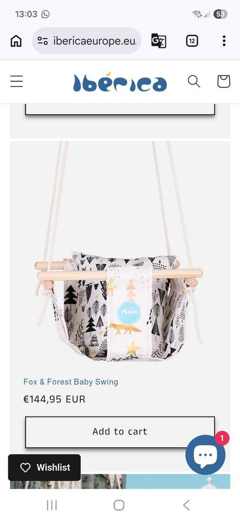 Baby schommel Mada uit Lissabon, nieuw in doos!, Ophalen, Nieuw, Jongen of Meisje