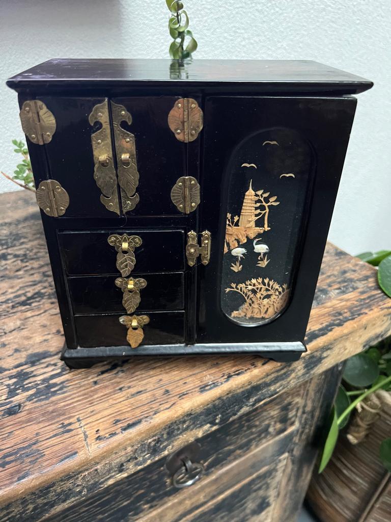 Chinees diorama sieradenkist juwelen doos handbeschilderd, Ophalen of Verzenden