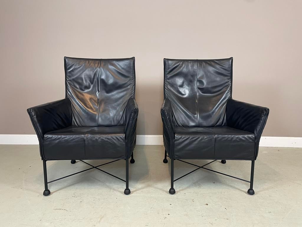 2 Montis Charly fauteuils Gerard van den Berg I.Z.G.S., Ophalen, Zo goed als nieuw, Leer