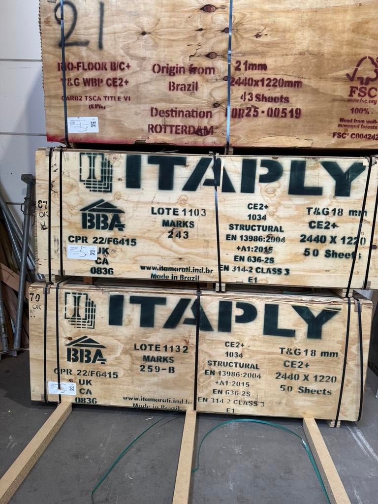 Grote partij underlayment 18mm 244x122 TG2, Doe-het-zelf en Verbouw, Platen en Panelen, Nieuw, Multiplex, Minder dan 20 mm, Ophalen of Verzenden