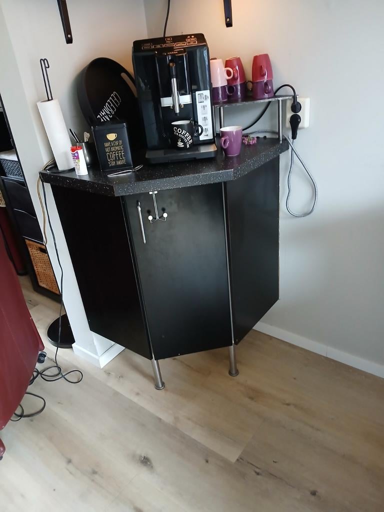 Hoekkastje met draaiplateau, zwart, 66x66 cm, Huis en Inrichting, Kasten | Overige, Ophalen of Verzenden