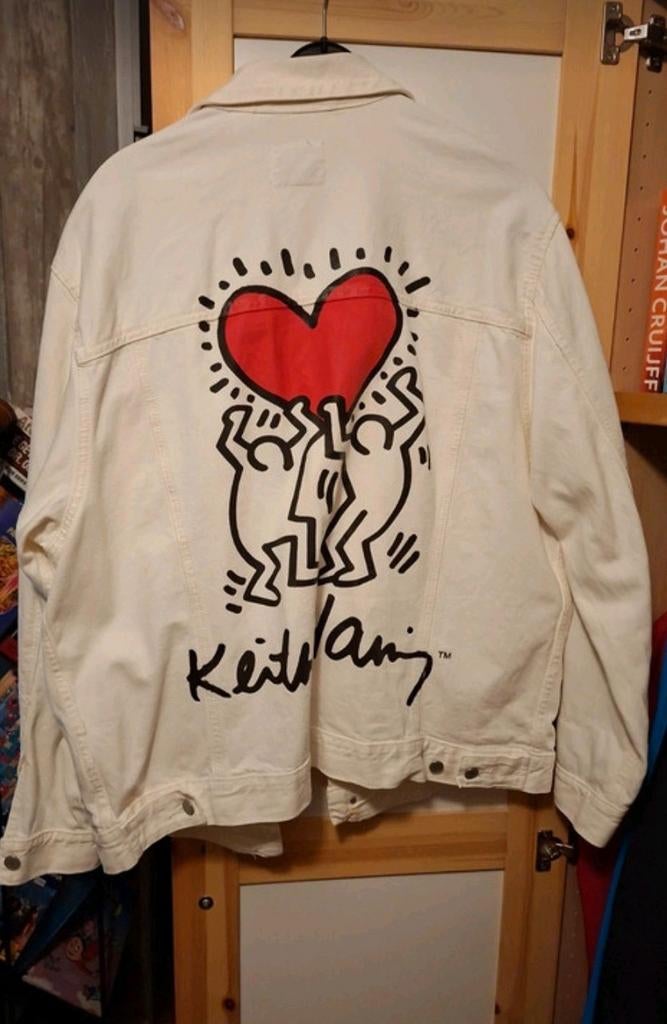 H&M x Keith Haring Spijkerjas L, Kleding | Heren, Maat 52/54 (L), Wit, Ophalen of Verzenden, Zo goed als nieuw