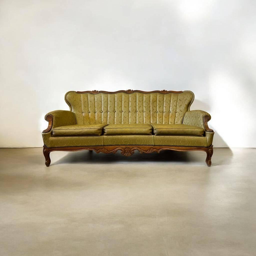 Vintage mostergele barok zetel / driezit / canapé, Antiek en Kunst, Ophalen