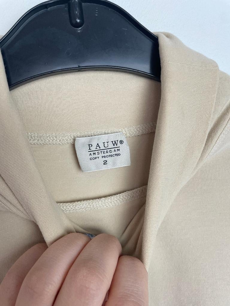 Pauw Amsterdam trui maat 2/M met rolkraag beige stretch, Maat 38/40 (M), INFO@PAUW.COM, Europaplein 37 1078 GV AMSTERDAM, Beige