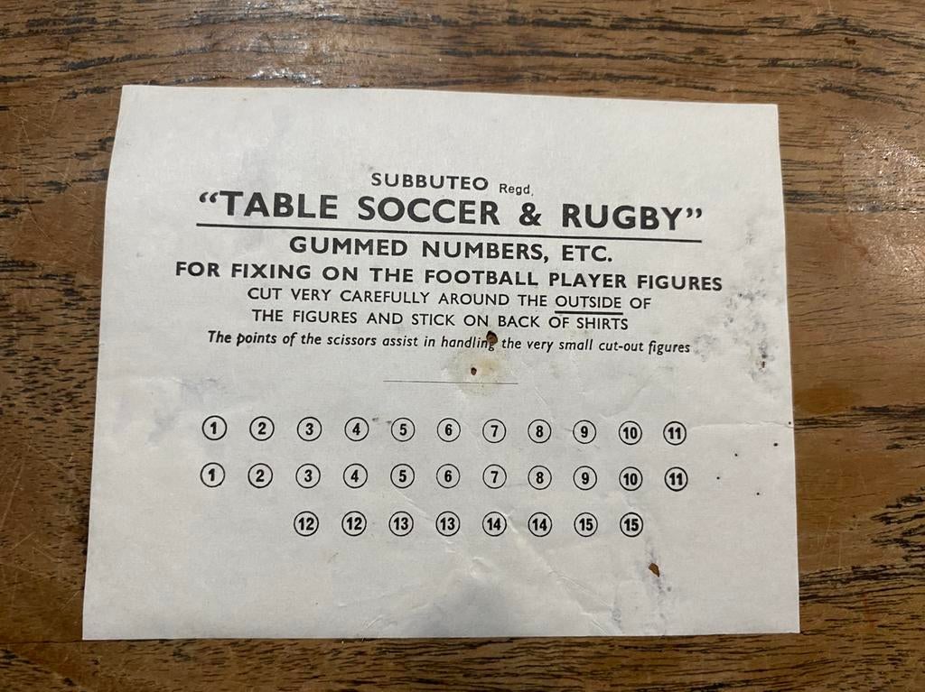 Subbuteo Nummers - Vintage , jaren 60, Ophalen of Verzenden, Zo goed als nieuw