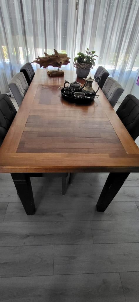 Ruime 6-persoons eettafel met 4 lades - 222x93,5cm, Huis en Inrichting, Ophalen, Gebruikt, 200 cm of meer, 50 tot 100 cm