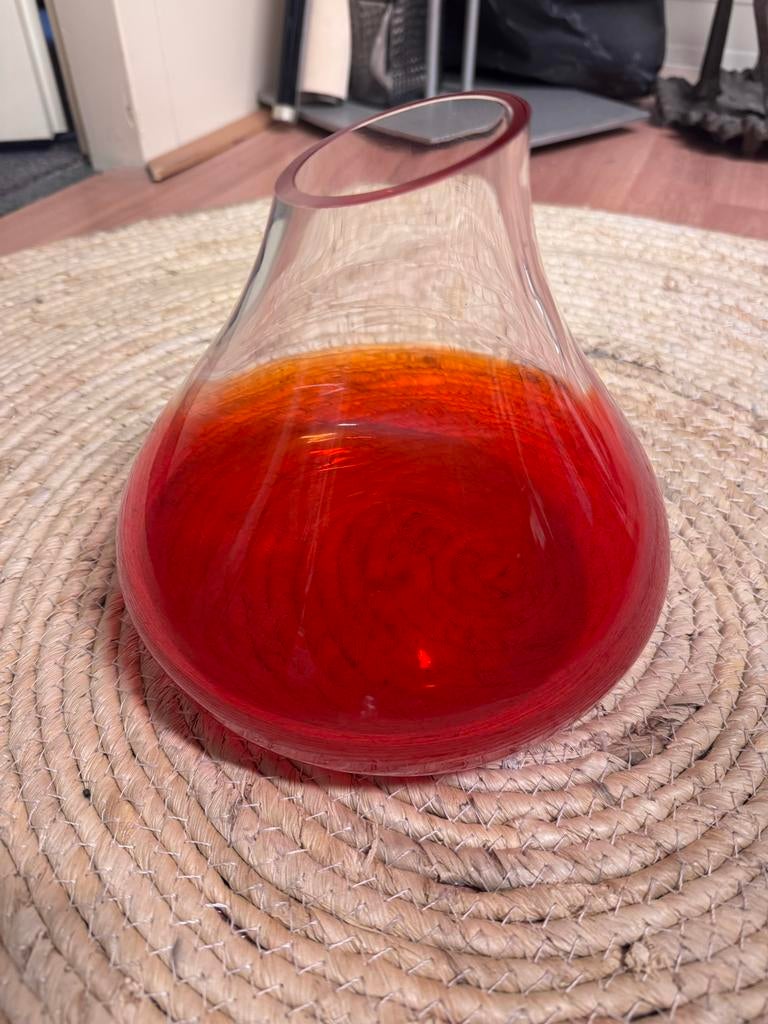 Ozzaro & Loranto Vaas Italië - Rood/Oranje Glas, Ophalen of Verzenden