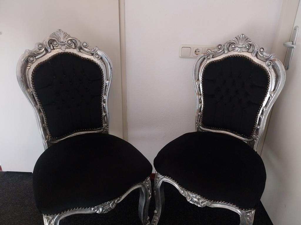 2 leuke barok stoelen, Huis en Inrichting, Stoelen, Ophalen, Gebruikt, Zwart, Hout