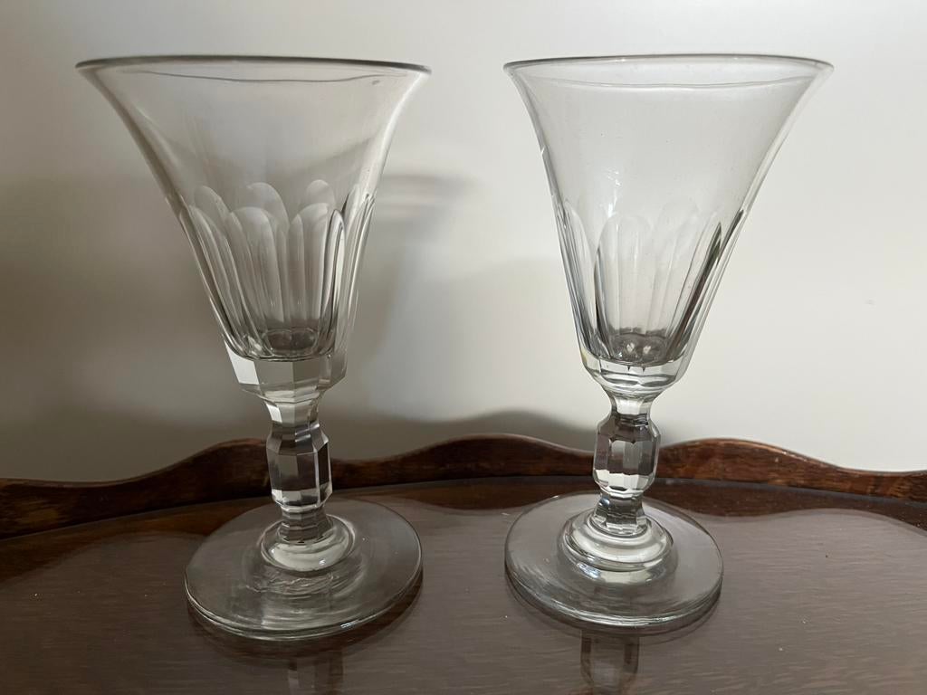 Vintage port-/dessertwijnglazen, gefacetteerde steel, Ophalen of Verzenden