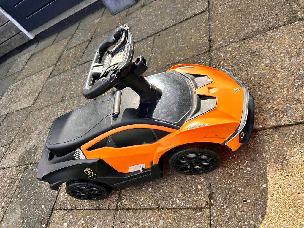 Lamborghini speel auto om op te zitten oranje, Ophalen of Verzenden, Gebruikt, Loopvoertuig