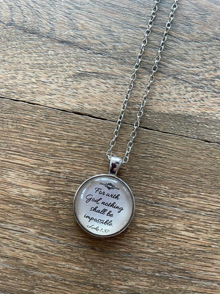 Christelijke sieraden ketting Lukas 1;37, Ophalen of Verzenden, Zo goed als nieuw, Overige materialen