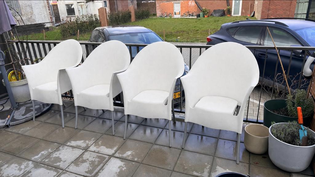 4x Lord Yo Kartell tuinstoelen van Philippe Starck (opknappe, Ophalen, Gebruikt, Kunststof
