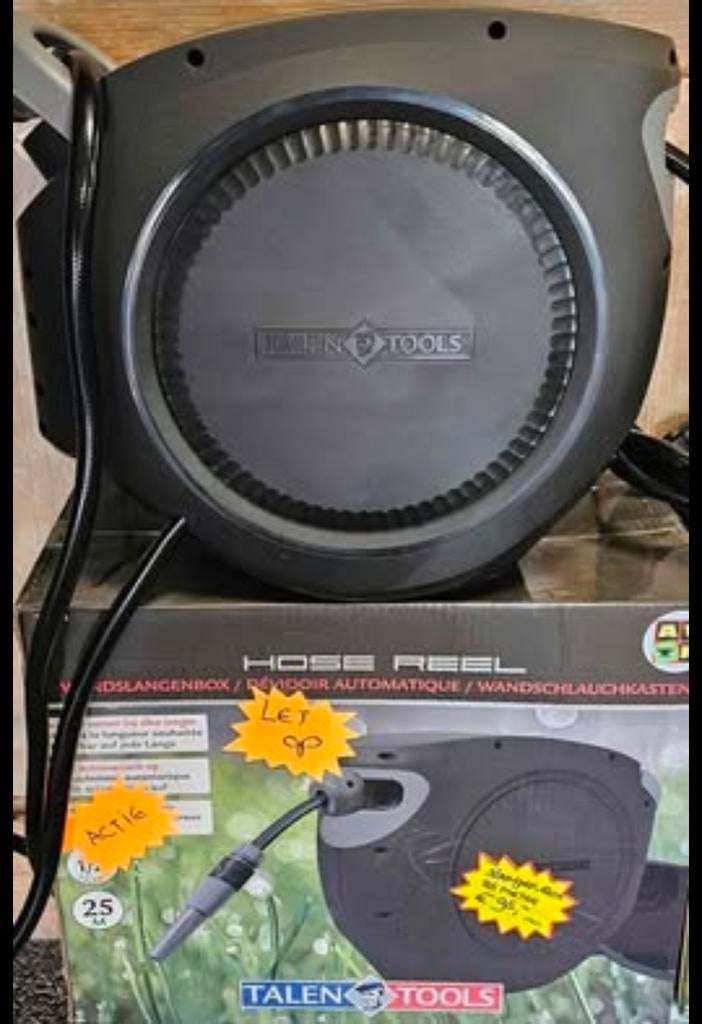 Nieuwe Talentools Wandslangenbox 25 Meter, Tuin en Terras, Tuinslangen, Ophalen of Verzenden