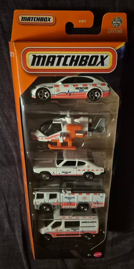 Matchbox Rescue EMT 5-pack Nieuw + de Ford capri mk1 1970, Ophalen, Nieuw, Auto, Matchbox