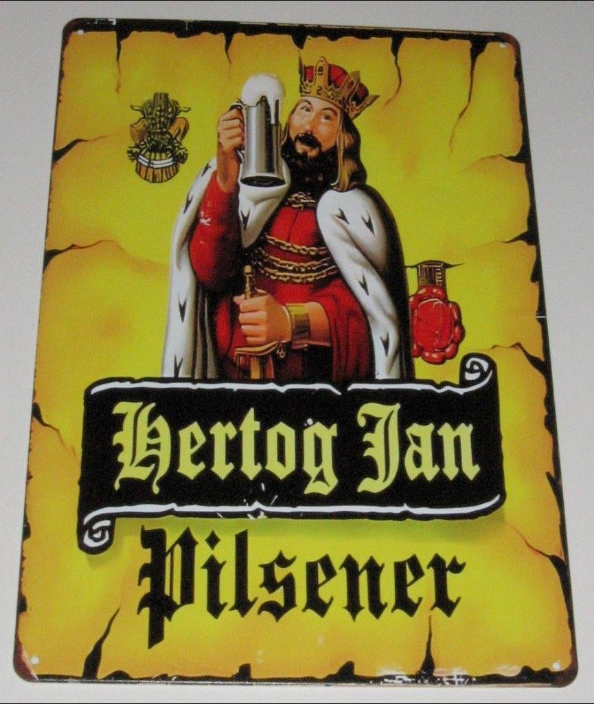 HERTOG JAN BIER : Metalen Bord Hertog Jan Pilsener, Verzamelen, Biermerken, Verzenden, Nieuw, Reclamebord, Plaat of Schild, Hertog Jan