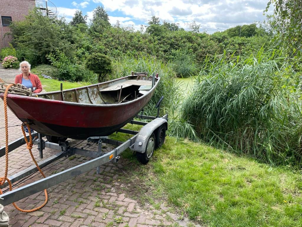 Verzinkte stalen vlet met inboard dieselmotor, Ophalen, Gebruikt, Binnenboordmotor, Diesel