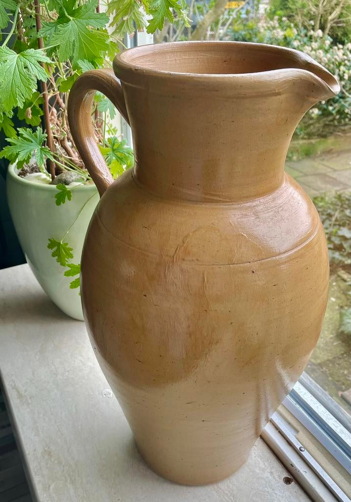 Xl grote franse kan gres pot, Overige kleuren, Ophalen of Verzenden, Minder dan 50 cm, Glas