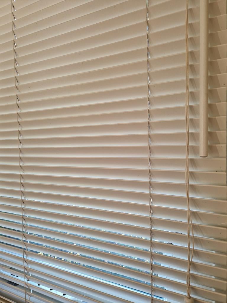 Binnen zonwering hout, crème,latjes 25 mm,lxh 1655x1355 mm, Ophalen, Crème