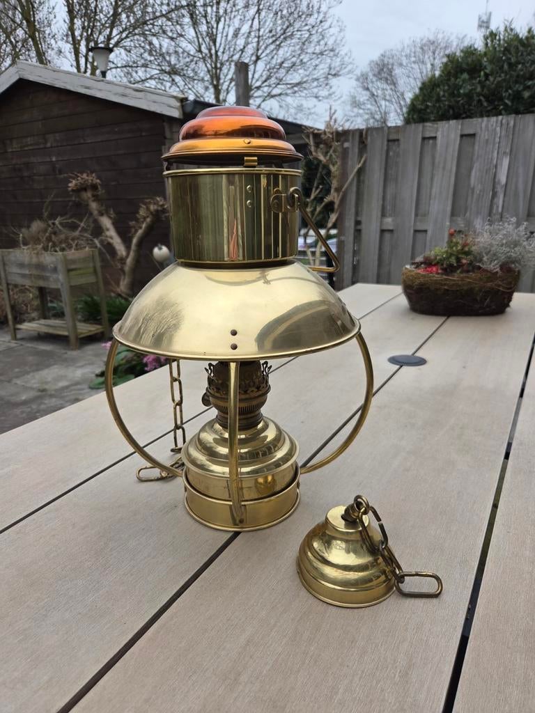 Messing trawlerlamp / olielamp, Antiek en Kunst, Antiek | Lampen, Ophalen of Verzenden