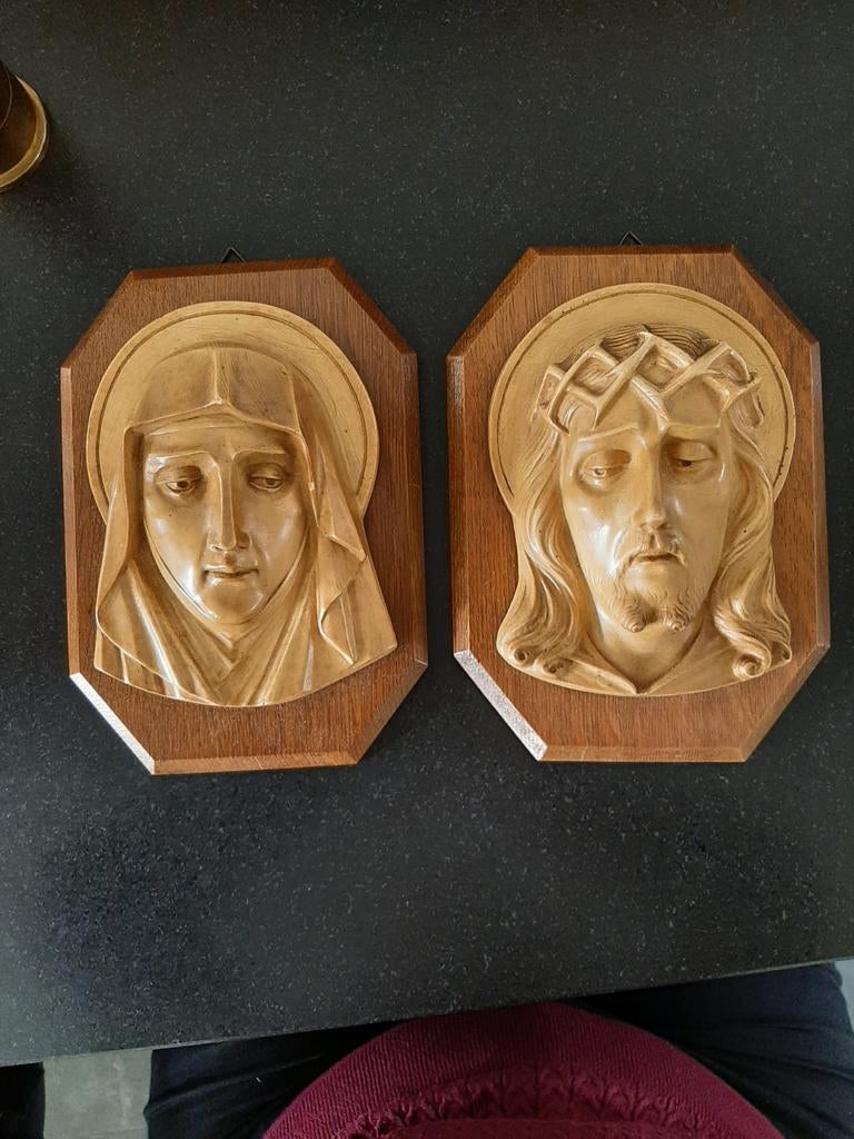 Stenen reliëf Maria en Jezus, Antiek en Kunst, Ophalen of Verzenden