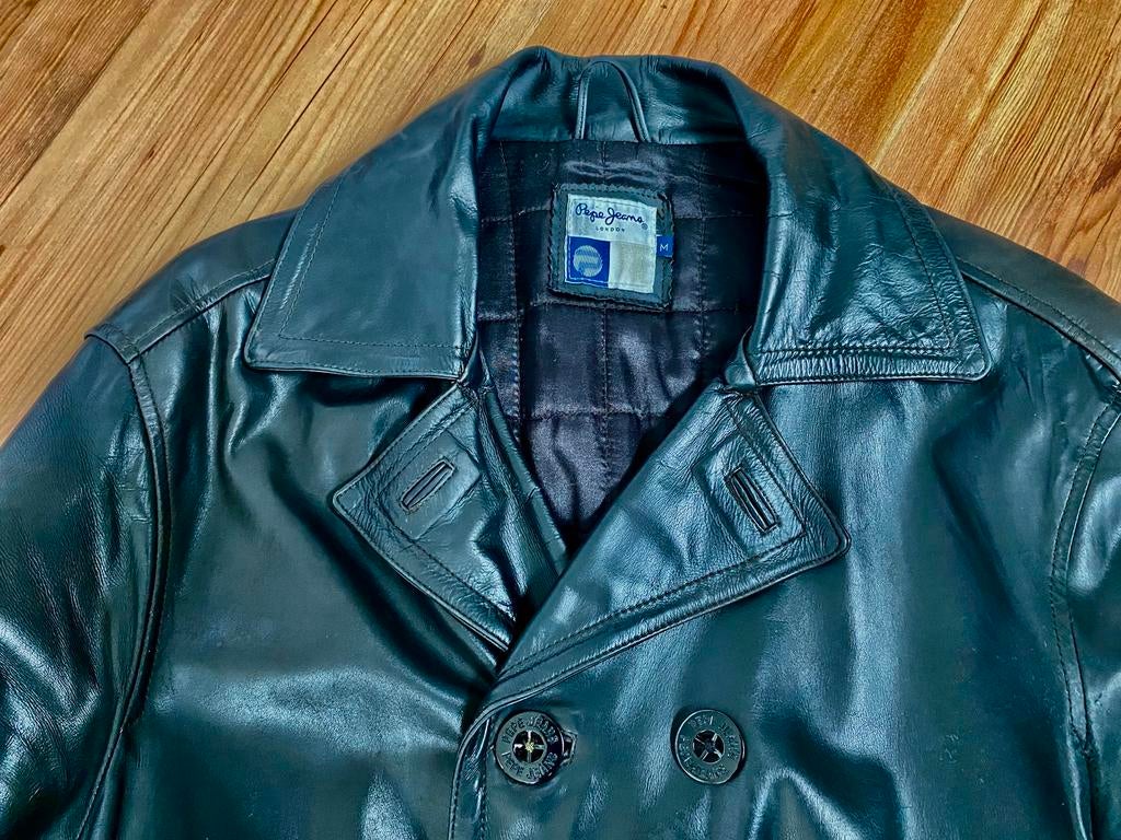 Te koop: Toffe, zwart leren jas van Pepe Jeans, Ophalen of Verzenden, Zo goed als nieuw, Zwart