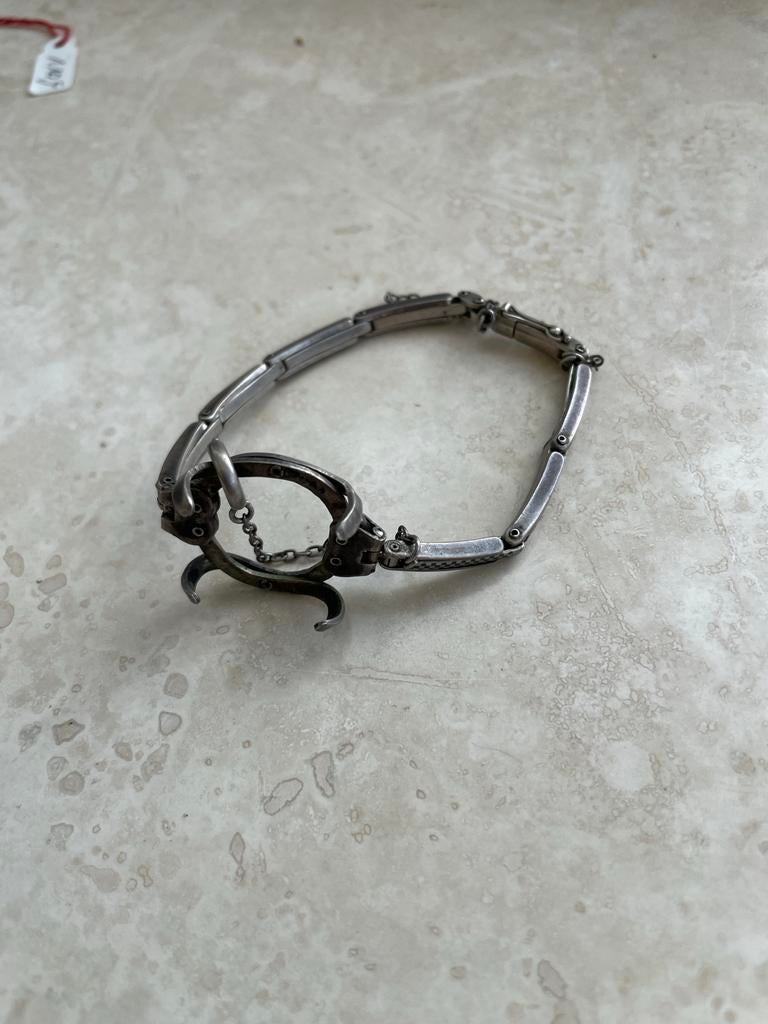 Vintage Zilveren horloge bandje met Unieke Sluiting, Sieraden, Tassen en Uiterlijk, Ophalen of Verzenden, Gebruikt, Zilver