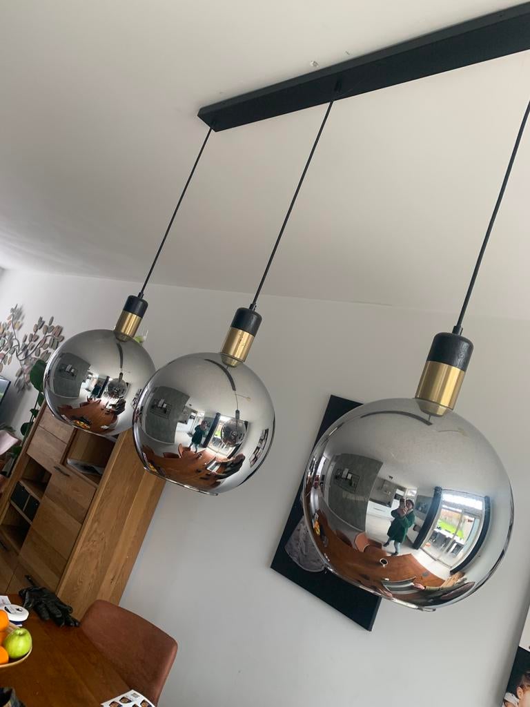 Hanglamp met 3 glazen bollen, Ophalen, Zo goed als nieuw, Minder dan 50 cm
