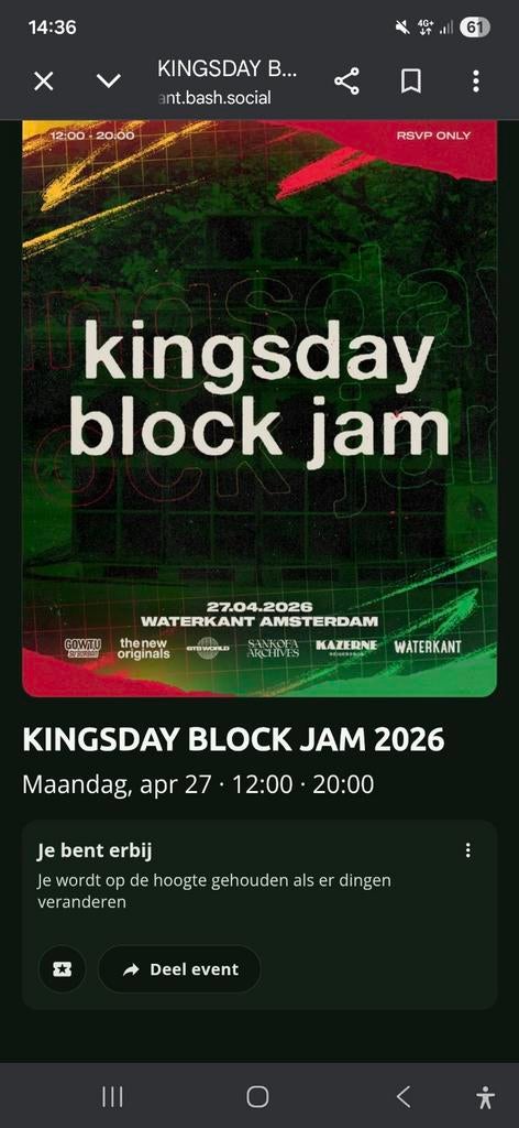 Kingsday block jam tickets (1x)