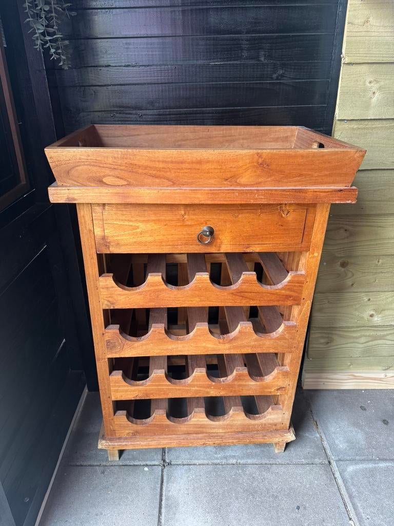 Wijnkastje wijnrek hout, Huis en Inrichting, Woonaccessoires | Wijnrekken, Ophalen, Zo goed als nieuw, Minder dan 5 flessen, Minder dan 50 cm